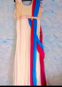 Elegant Ethnic Gown with Colorful Draping