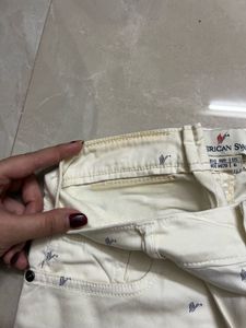 American Swan Cream Pants with SwanPrint