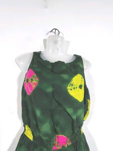 Green Tie And Dye Print Dress (Women's)
