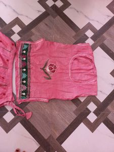 Pink Embroidered Skirt &amp; Top Set