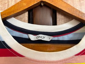ONLY Multicolor Striped Drawstring Hem Top (S)