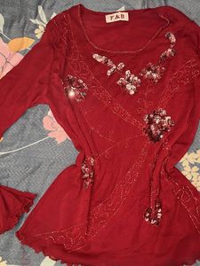 Y2K red gorgettee top