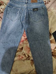 Washed Blue Ripped Jeans