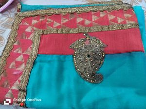 Sky-blue Heavy Border Saree