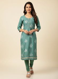 Green Embroidered Kurta