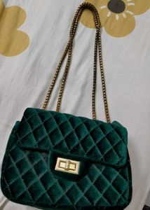 Green Velvet Shoulder/Sling  Bag