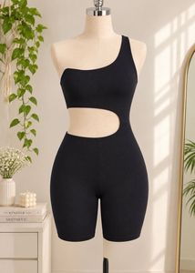 Chic Black One-Shoulder Cutout Jumpsuit