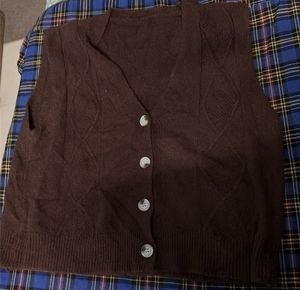 V-Neck Button-Up Knit Vest