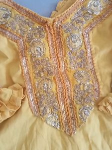 Yellow sarara set with heavy dupatta
