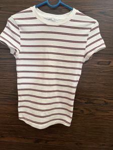 bershka crew neck Striped T-Shirt