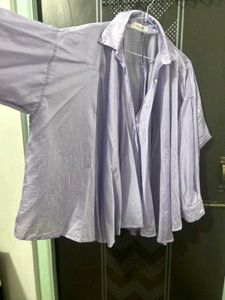 Oversized Lavender Button-Down Shirt
