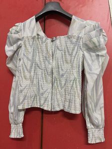 Chic Puff Sleeve Smocked korean style top