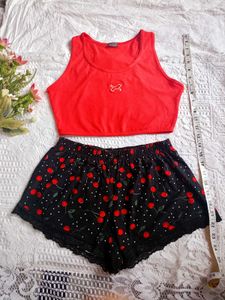 Cute Cherry Print Pajama Set