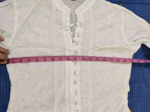 White Cotton Chikankari Kurta For Women