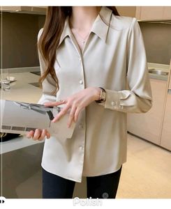 New With Tag Korean Elegant Beige Button-Down Shir