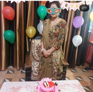 Elegant Printed Kurta  with Dhoti salwar andDupatt