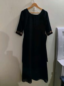 Elegant Black Handwork Aline Kurta with Dupatta