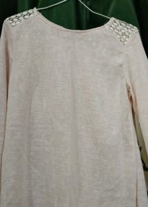 Light Pink Lace Shoulder Top