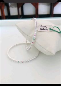 Beautiful Silver Bangles with Gemstones