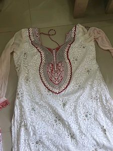 white designer dress  kurta plus duppatta
