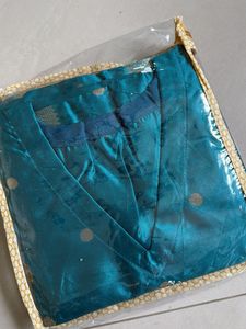 Paithani Teal Kaftan with Peacock Border Kurti