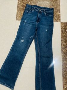Flared Dark Wash Denim Jeans