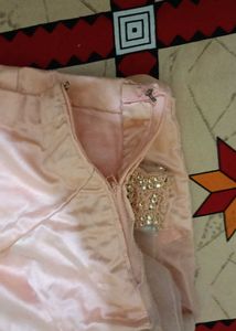 Elegant Peach Net Saree