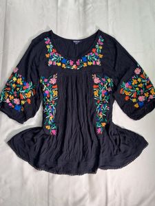 Boho Embroidered floral top