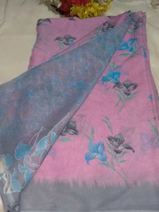 Pink Floral Saree with blouse