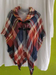 Cozy Plaid Poncho Scarf
