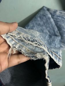 Blue Acid-Wash Straight Fit Jeans