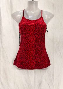 I. red animal print mini top
