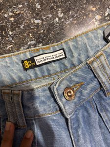 Off Duty Blue Boyfriend Cargo Wide Leg Denims