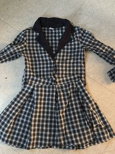 Plaid Mini Dress with Black Collar