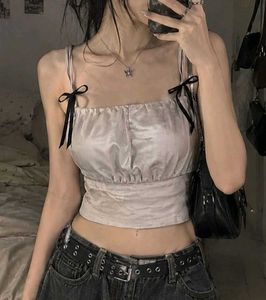 Cute Bow Satin Crop Top