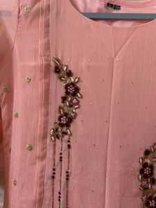 Peach Embroidered Kurta