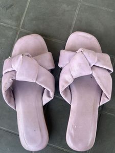 Cute Lilac Bow Detail Slides