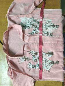 Pink Embroidered Short Kurti Top