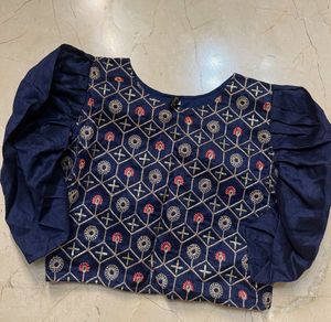 Embroidered Puff Sleeve Blouse