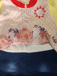 Cute Floral Print Top &amp; Denim Skirt Set👗