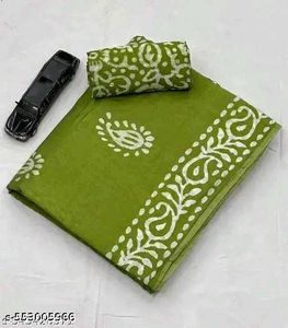 Beautiful Green Saree with White Print