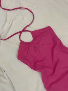 Hot Pink Halter Neck Mini Dress