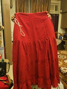 Red Block Print Lehenga Choli Set