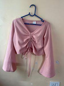 Cute Pink Ruched Crop Top