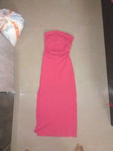 red strapless tube dress with slit valentine's spe