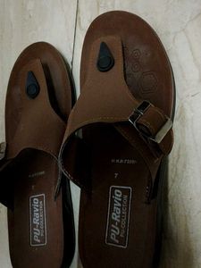 Men's Brown PU-Ravio Flip Flops one free top 🎁