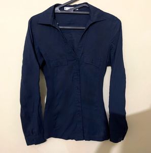 Fitted White &amp; Dark Blue tops(Combo)