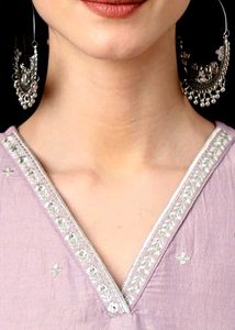 Elegant Lavender Kurta Set with Organza dupatta