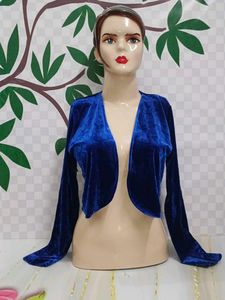 (425)Blue Velvet Cropped Jacket