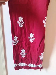 Elegant maroon chikankari work kurta